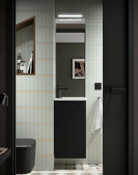 Marville 400 | Conjunto Móvel 1 porta Preto Mate + Lavatório 104998