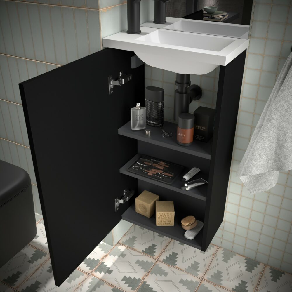 Marville 400 | Conjunto Móvel 1 porta Preto Mate + Lavatório 104998 - Image 2