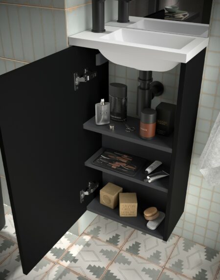 Marville 400 | Conjunto Móvel 1 porta Preto Mate + Lavatório 104998 - Image 2